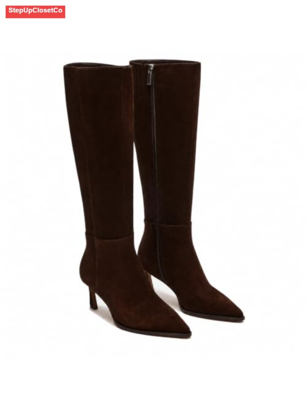 Knee High Boots Leather Tall Boots for Women Stiletto Kitten Heeled Boot